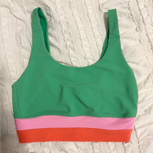 Beach Riot Green Eva Sports Bra with Pink and Orange Accents - Picture 6 of 9